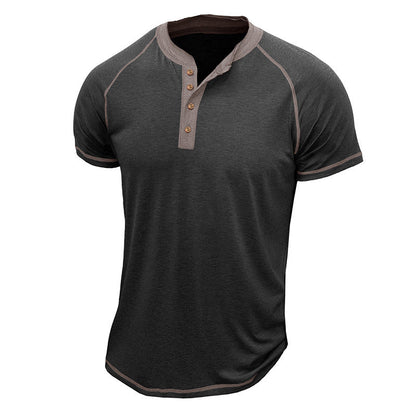 Herren Henley Shirt – Regular Fit – Kurzarm – Cottonmix – Kontrastdetails