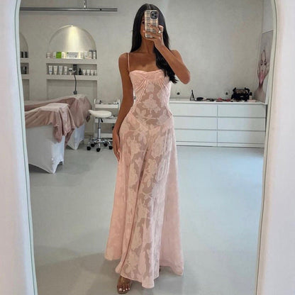 Damen Abendkleid – Schulterfrei – A-Linie – Florale Applikation – Bodenlanges Design