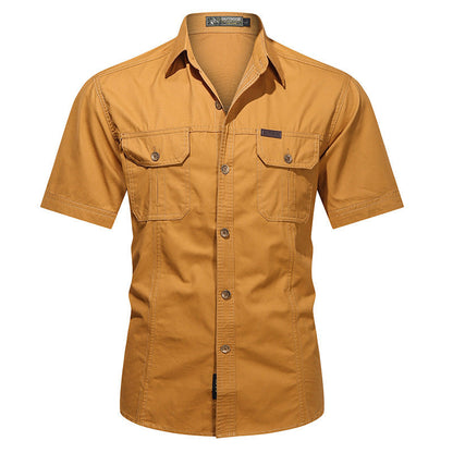 Herren Arbeitshemd Kurzarm – Relaxed Fit – Atmungsaktives Mischgewebe – Knopfleiste