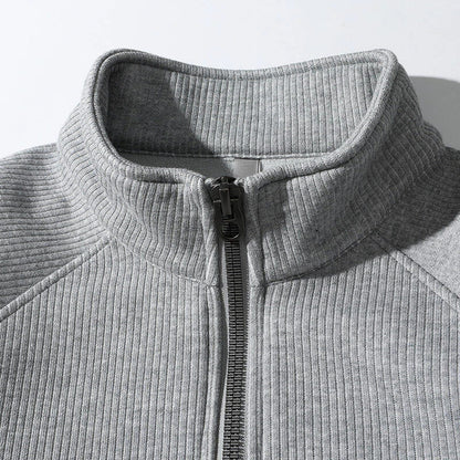 Herren Sweatshirt – Half-Zip – Relaxed Fit – Raglanärmel – Weiches Rippstrickdesign
