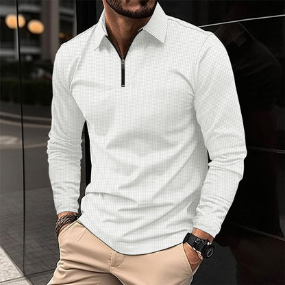 Herren Sport Langarmshirt – Slim Fit – Stretchmaterial – Atmungsaktiver Reißverschlusskragen