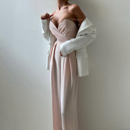 Damen Jumpsuit – Eleganter Schnitt – Sweetheart-Ausschnitt – Weites Bein – Luxusstoff