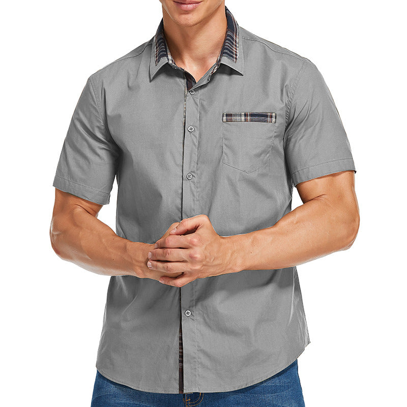 Herren Kurzarmhemd – Slim Fit – Baumwollmix – Moderne Karodetails
