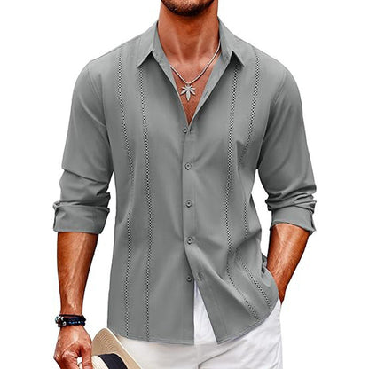 Herren Freizeithemd – Slim Fit – Baumwollmix – Digitaldruck – Knopfleiste
