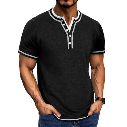 Herren Henley Shirt – Bequeme Passform – Atmungsaktive Baumwolle – Kurzarm – Knopfleiste