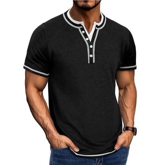 Herren Henley Shirt – Bequeme Passform – Atmungsaktive Baumwolle – Kurzarm – Knopfleiste