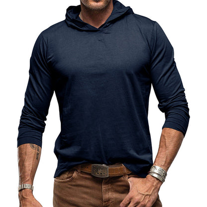 Herren Hoodie-T-Shirt – Baumwollmix – Relaxed Fit – Langarm Freizeitoberteil
