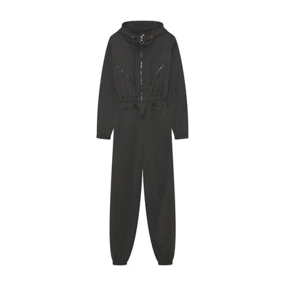 Damen Jumpsuit – Relaxed Fit – Baumwollmix – Kapuze – Reißverschluss – Bündchenabschluss