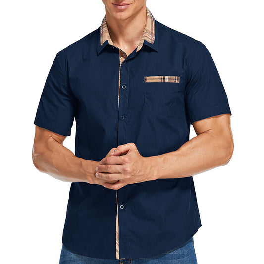 Herren Kurzarmhemd – Slim Fit – Baumwollmix – Moderne Karodetails