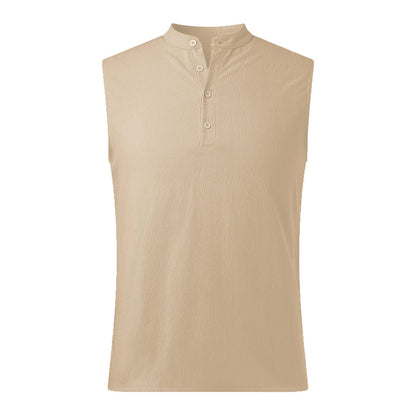 Herren Weste – Atmungsaktive Mischung – Stehkragen – Halb-Knopfleiste – Casual Fit