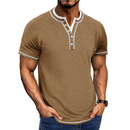 Herren Henley Shirt – Bequeme Passform – Atmungsaktive Baumwolle – Kurzarm – Knopfleiste