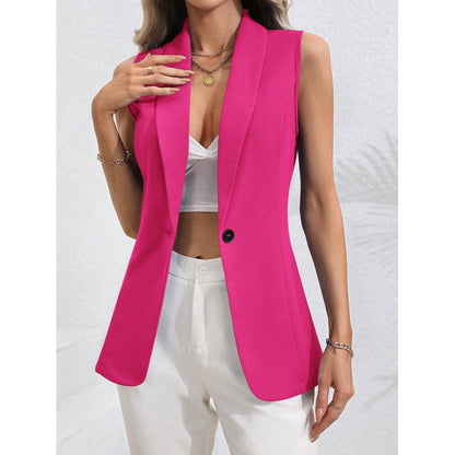Damen Strickjacke Weste – Taillierter Schnitt – Rundhals – Ein-Knopf-Verschluss
