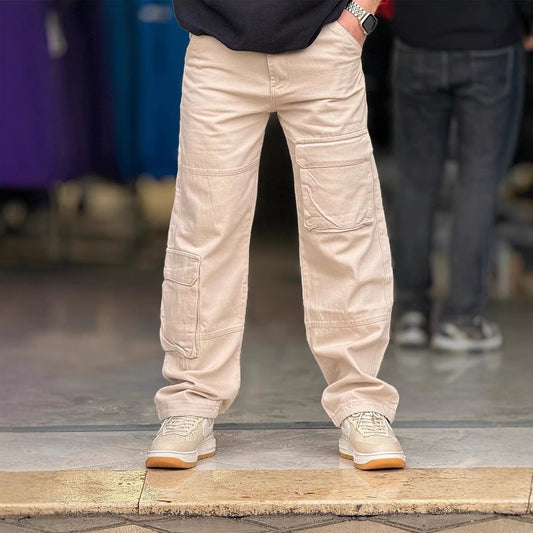 Herren Cargo-Hose – Relaxed Fit – Natürliche Fasern – Mehrere Utility-Taschen – Lang