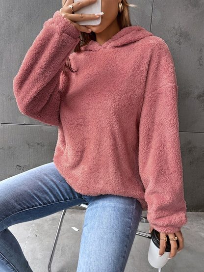 Damen Kapuzenpullover – Lockerer Schnitt – Fleece – Kurz – Langarm – Loungewear