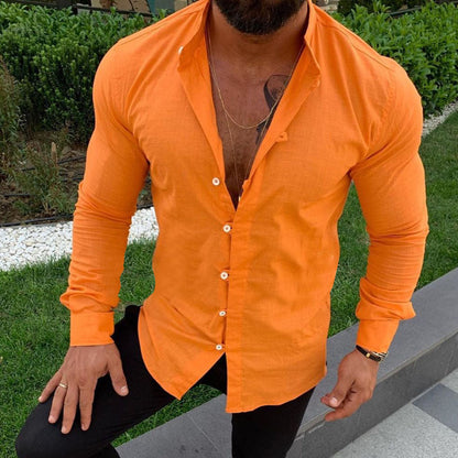 Herren Langarmhemd – Slim Fit – Cotton – Klassischer Kragen – Knopfleiste