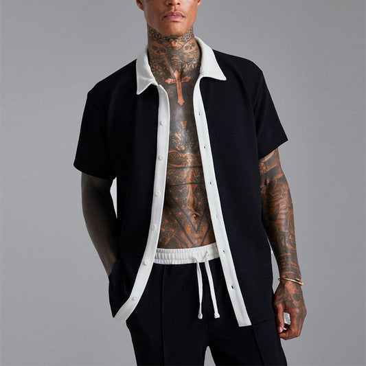 Herren Kurzarmhemd – Offene Front – Relaxed Fit – Atmungsaktives Material