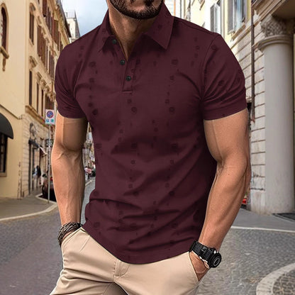 Herren Poloshirt – Slim Fit – Atmungsaktives Strickgewebe – Kurzarm – Dezentes Muster