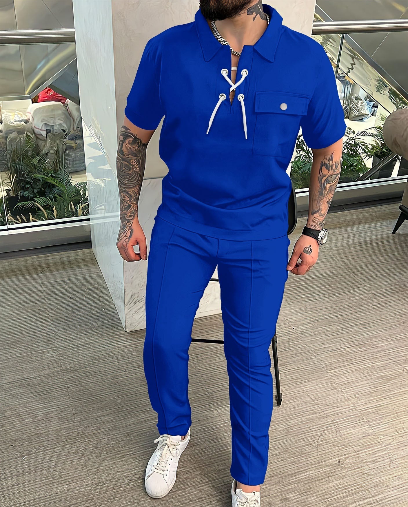 Herren Kurzanzug – Slim Fit – Atmungsaktives Material – Smart Casual Look