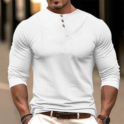 Herren Langarmhemd – Slim Fit – Ergonomischer Schnitt – Asymmetrische Knopfleiste