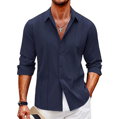 Herren Freizeithemd – Slim Fit – Baumwollmix – Digitaldruck – Knopfleiste