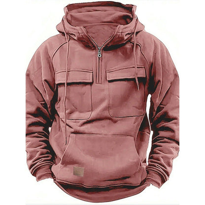 Herren Hoodie – Oversize Passform – Cottonmix – Half-Zip – Utility- und Kängurutaschen