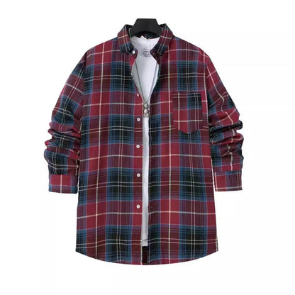 Herren Freizeithemd – Oversized Fit – Karomuster – Langarm mit Brusttasche