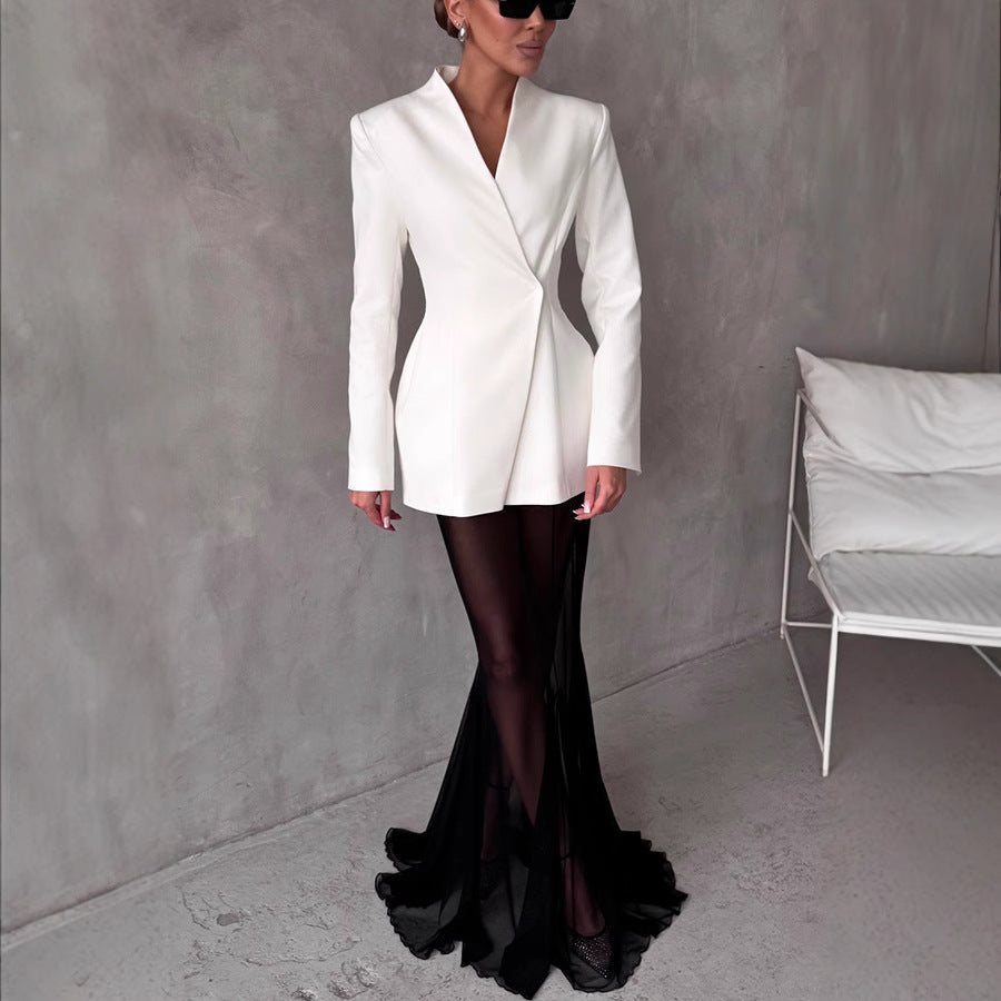 Damen Blazer – Taillierter Schnitt – Langarm – Eleganter Look – Luxuriöser Stoff