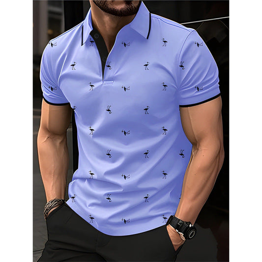 Herren Polo Shirt – Regular Fit – Baumwollmischung – Knopfleiste – Bedruckt