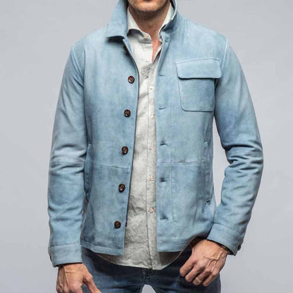 Herren Jacke – Slim Fit – Weiches Luxusmaterial – Knopfleiste – Klappkragen