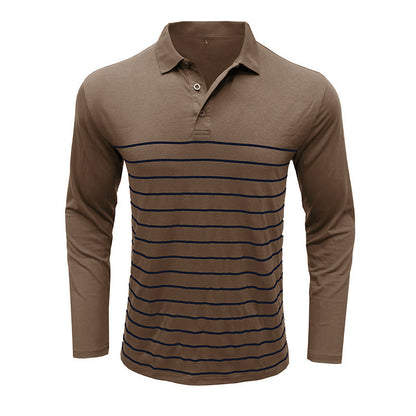 Herren Polohemd Langarm – Slim Fit – Strickstoff – Elegantes Streifenmuster