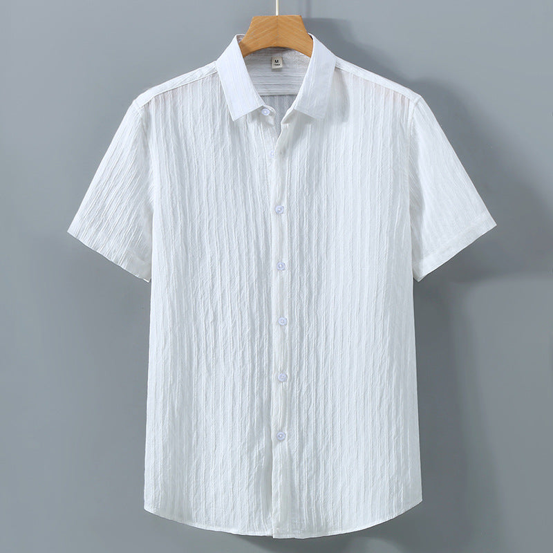 Herren Freizeithemd – Relaxed Fit – Atmungsaktive Mischung – Kurzarm – Strukturstoff