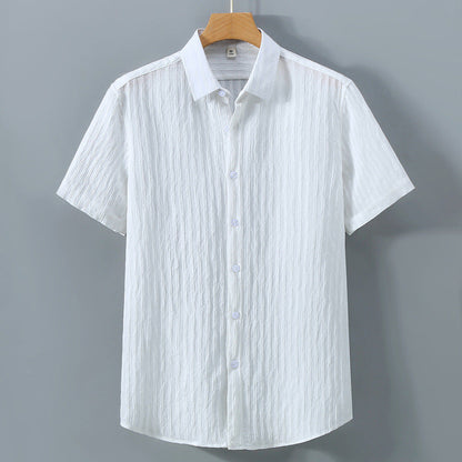 Herren Freizeithemd – Relaxed Fit – Atmungsaktive Mischung – Kurzarm – Strukturstoff