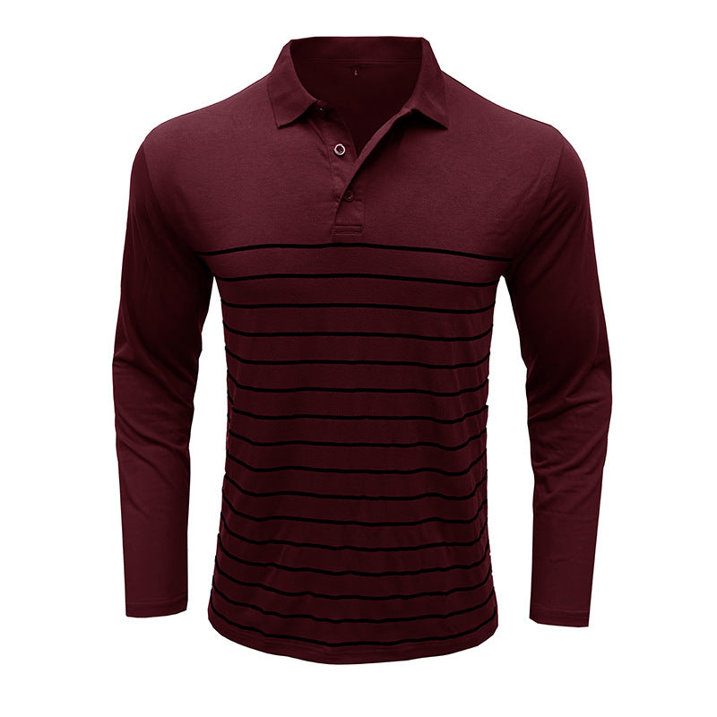 Herren Polohemd Langarm – Slim Fit – Strickstoff – Elegantes Streifenmuster