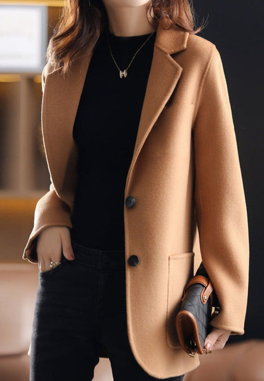 Damen Blazer – Taillierter Schnitt – Strukturierter Tweed – Mittellang – Reverskragen