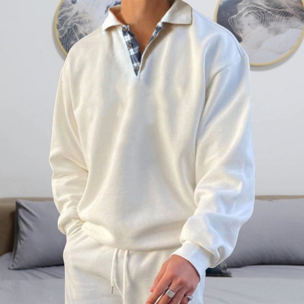 Herren Sweatshirt – Lockerer Schnitt – V-Ausschnitt mit Revers – Weiches Strickmaterial