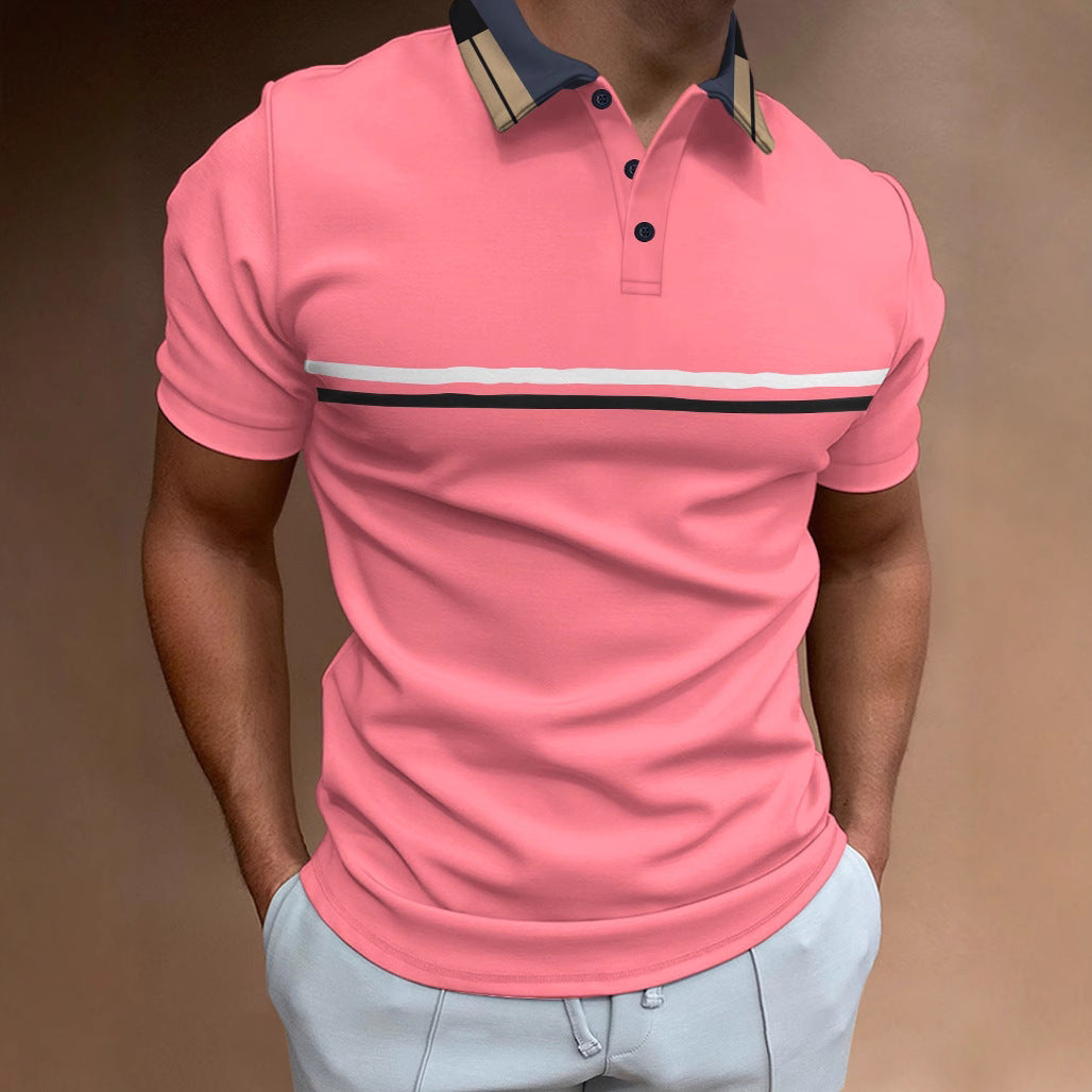 Herren Poloshirt – Slim Fit – Atmungsaktives Mischgewebe – Gestreiftes Brustdesign