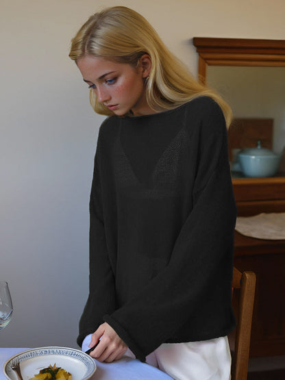 Damen Strickpullover – Leichtes Oversize Design – Lange Ärmel – Rundhalsausschnitt Casual