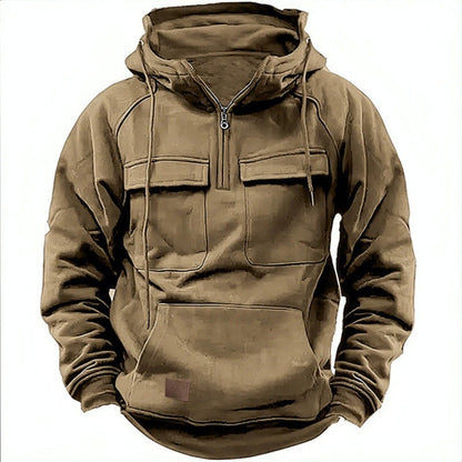 Herren Hoodie – Oversize Passform – Cottonmix – Half-Zip – Utility- und Kängurutaschen