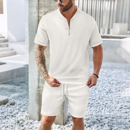 Herren Sportset – Atmungsaktives Gewebe – Relaxed Fit – Kurzarm mit Reißverschluss