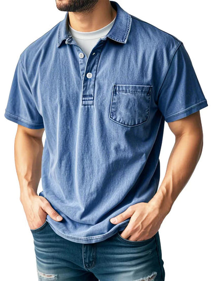 Herren Poloshirt – Relaxed Fit – Atmungsaktives Mischgewebe – Kurzarm – Brusttasche