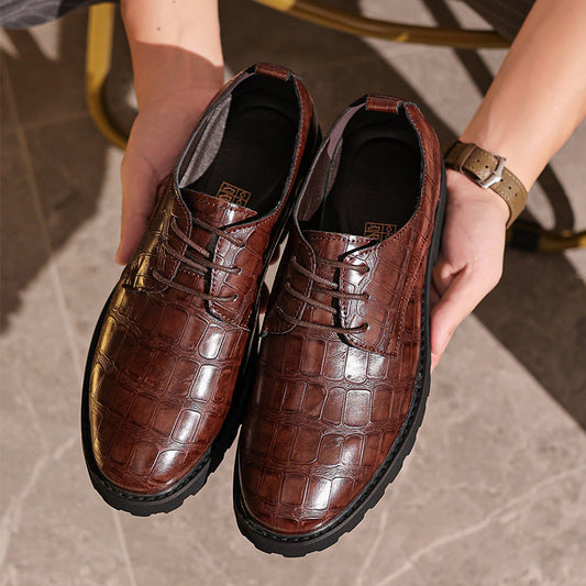 Herren Business Schnürschuhe – Edles Kroko-Muster – Robuste Sohle – Elegant Formal