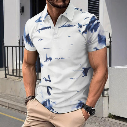 Herren Poloshirt – Slim Fit – Atmungsaktiv – Abstraktes Muster – Kurzarm