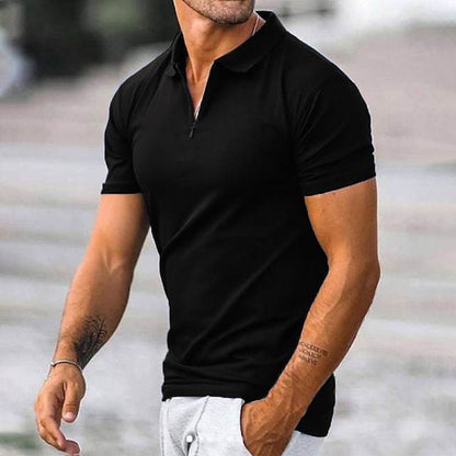 Herren Poloshirt – Slim Fit – Reißverschluss – Kurzarm – Atmungsaktives Material