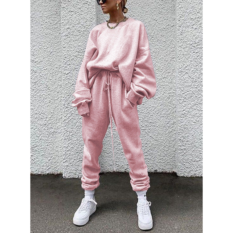 Damen Lounge Set – Lockerer Schnitt – Weicher Baumwollmix – Langarm – Vollständig