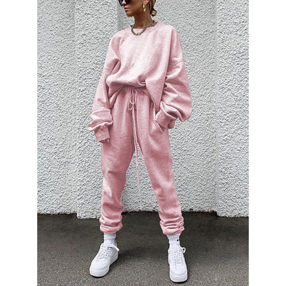 Damen Lounge Set – Lockerer Schnitt – Weicher Baumwollmix – Langarm – Vollständig