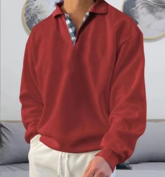 Herren Sweatshirt – Lockerer Schnitt – V-Ausschnitt mit Revers – Weiches Strickmaterial