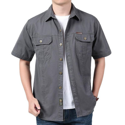 Herren Arbeitshemd Kurzarm – Relaxed Fit – Atmungsaktives Mischgewebe – Knopfleiste