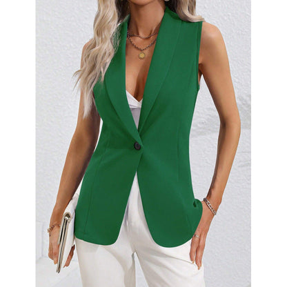 Damen Strickjacke Weste – Taillierter Schnitt – Rundhals – Ein-Knopf-Verschluss