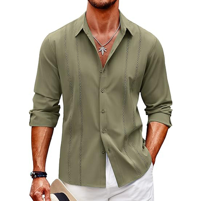 Herren Freizeithemd – Slim Fit – Baumwollmix – Digitaldruck – Knopfleiste
