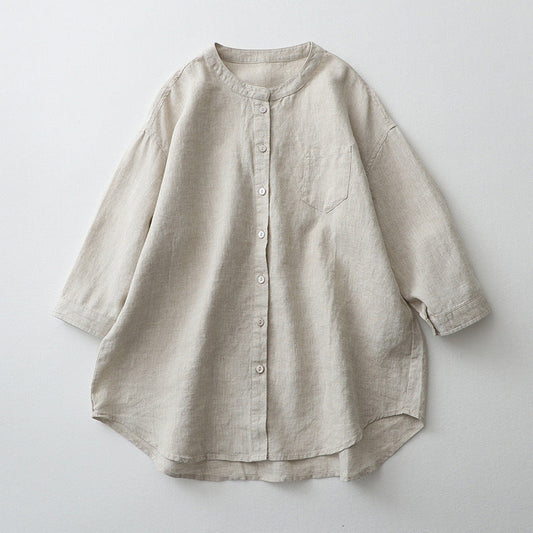 Damen Bluse – Oversized Fit – Natürliche Fasern – 3/4 Ärmel – Button-Down Casual